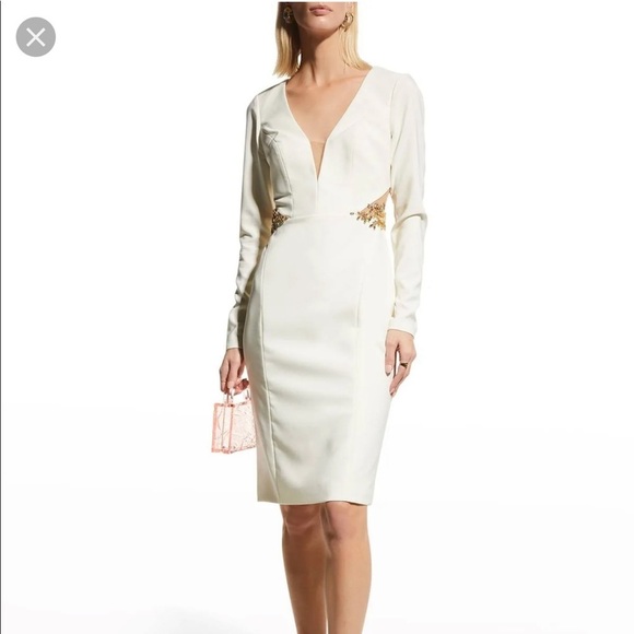 Marchesa Notte Embellished cutout crepe midi dress Size 8 - Picture 2 of 11